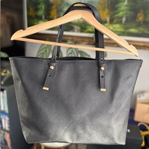 Stuart Weitzman Black Goatskin Leather Tote – Made in Spain